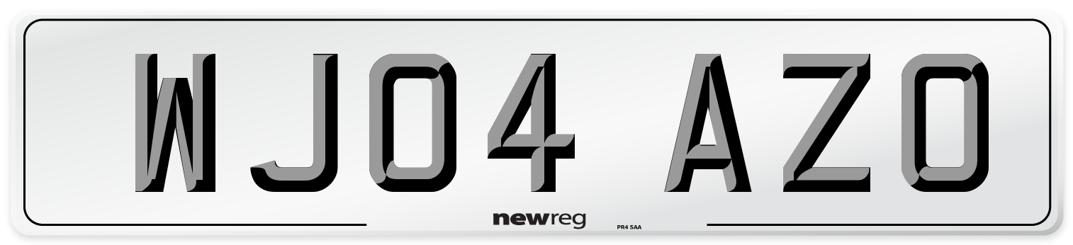 WJ04 AZO Number Plate from New Reg